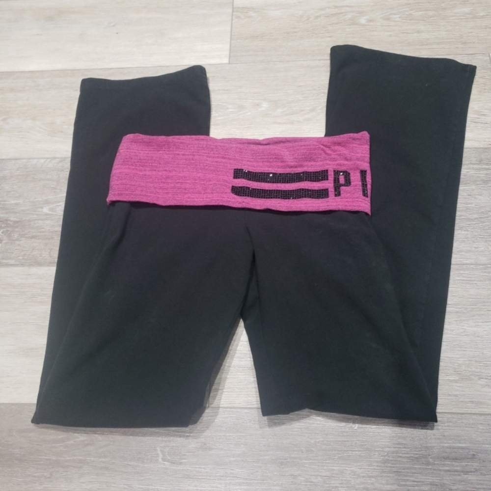 Victoria's Secret PINK Yoga Pants with Pink Foldover Waistband